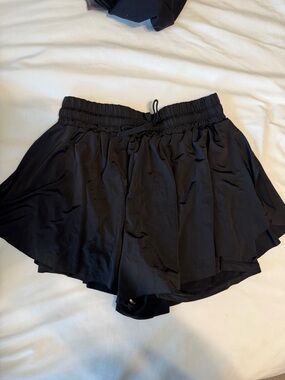 SHEIN Black Athletic Flowy Shorts with Drawstring Waist